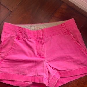 J. Crew 100% Cotton Chino Broken-In Neon Pink Shorts 3.5”
